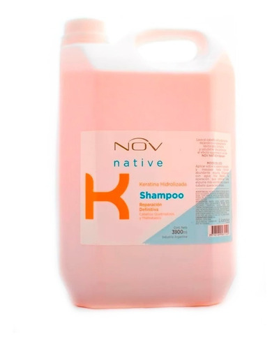 Shampoo Nov Native Keratina Hidrolizada Reparacion X 3900 Ml