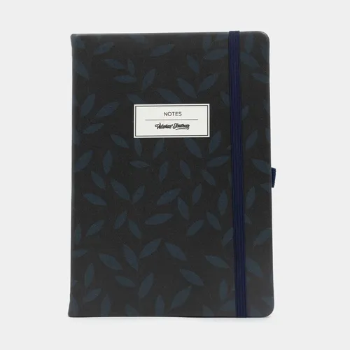 Libreta Ejecutiva Negra Con Hojas Azules De 14 X 20 Cm
