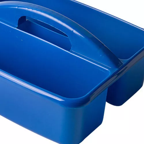 Cesta de almacenamiento de plástico con asa para jardín, suministros de  limpieza, color azul