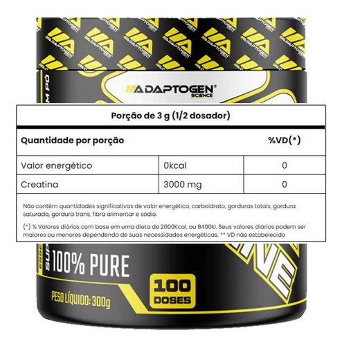 Combo 4x Creatina Monohidratada 100% Pura 300g Adaptogen