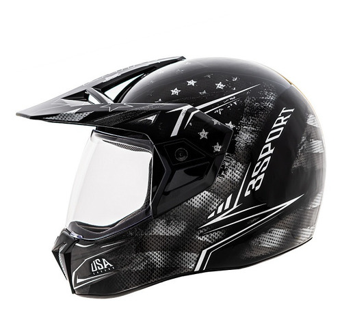 Capacete Bieffe 3 Sport Flag Estados Unidos Preto Moto