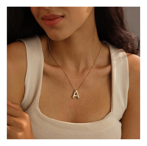 Ewrkbr Collar De Letras De Oro De Burbujas Para Mujeres,