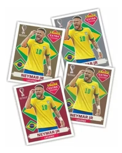 Kit 4 Figurinhas Legend Neymar Jr Copa Qatar 2022 Especial