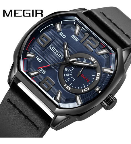 Megir Reloj Luminoso Militar De Cuarzo Cuadrado Para Hombre