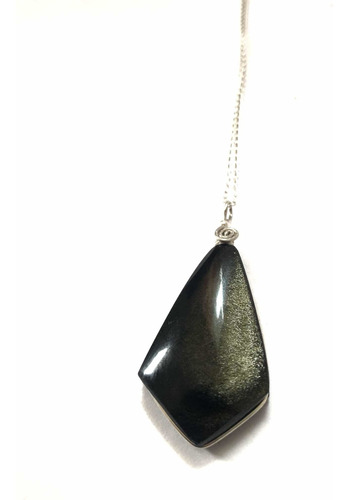 Obsidiana Collar Plata 925 Piedra Natural Dije + Cadena Moda