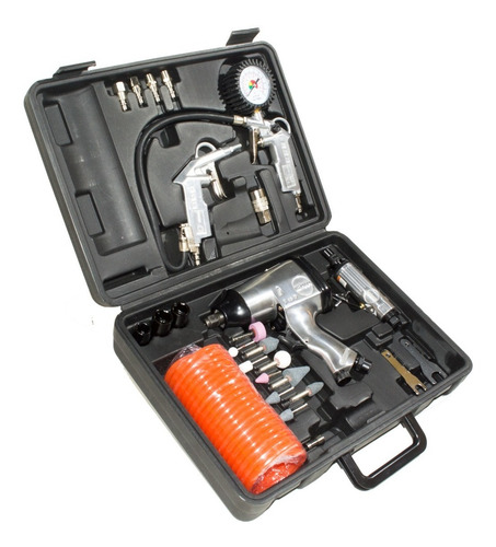 Kit Gomero Llave Pistola De Impacto + Medidor 27pz Konan