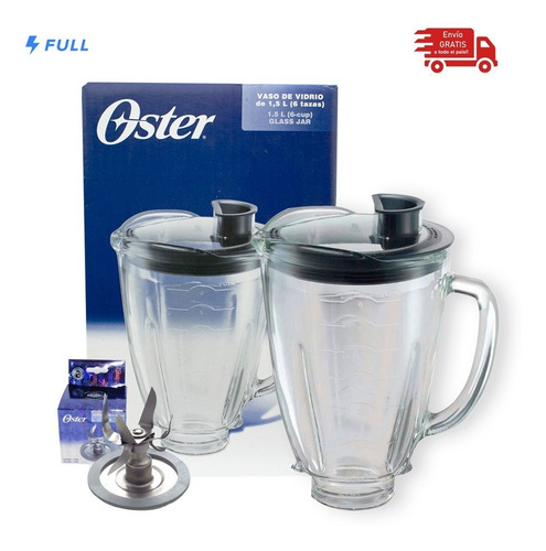 Vaso Licuadora Oster Vidrio Original + Cuchilla 6 Aspas Reve