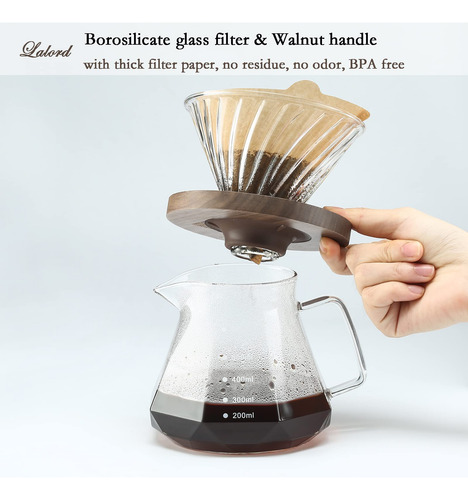 Cafetera Vertida 20oz, Jarra Vidrio Borosilicato 100 Filtros