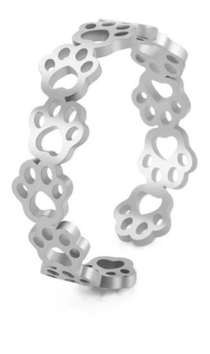 Imagen 3 de 6 de Anillo Ajustable Mujer Piscis Huellas Alas Zorro Acero Plata