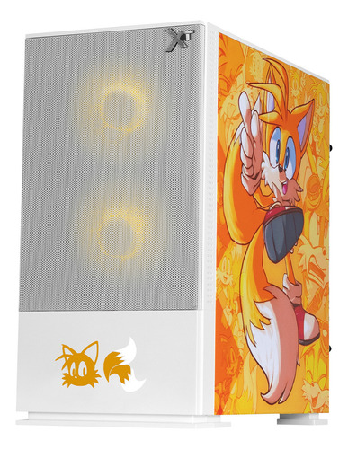 Gabinete Gamer Xtreme Pc Gaming Tails Comic Edition Mini Torre Micro Atx 3 Fan Argb Mesh Cristal Templado