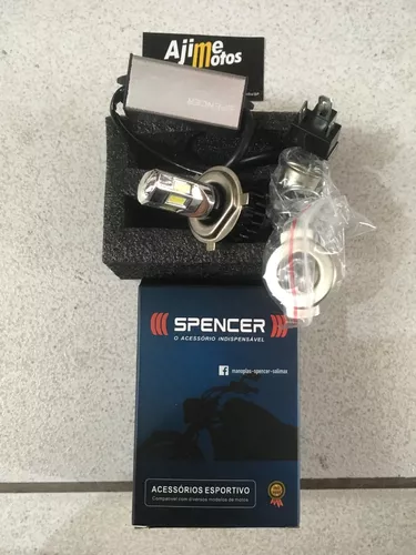 Lampada Farol Moto 6 Led C/reator H4/h6 Spencer Twister