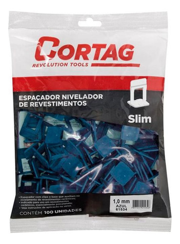 Espacador Nivelador Cortag Slim 1,0mm Azul Com 100pecas  615