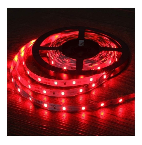 Rollo 5 Mts Tira Led Roja 60led/m P/interior Cinta Adhesiva