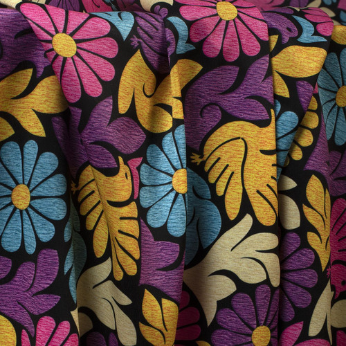 Tela Estampada Oaxaqueña Tipo Seda Pavoreal Pastel X Mt