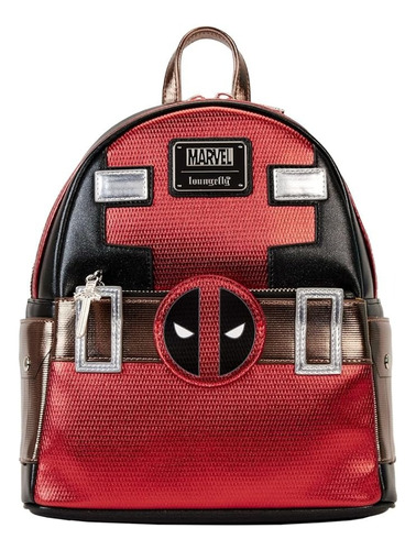 Loungefly Marvel Metallic Deadpool Mini Mochila Efecto Metálico Color Rojo Diseño De La Tela Lisa