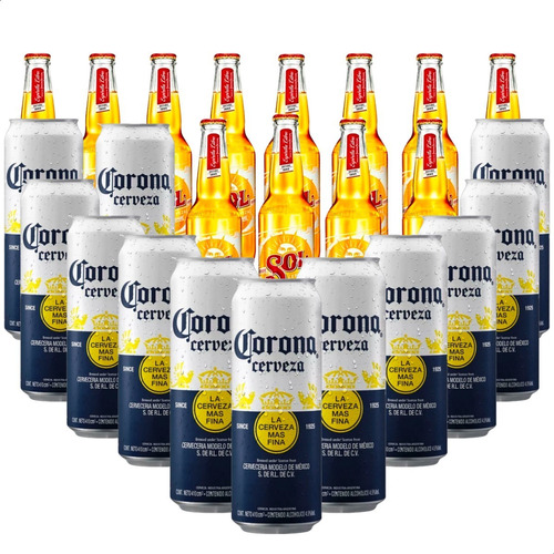 Combo Coronados Cerveza Corona Lata X12 + Sol Porron X12 