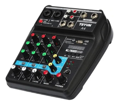 Consola Interfaz Audio Mixer 4 Canales Tu04 Usb Bluetooth