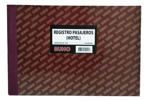 Libro Registro Pasajeros Hotel 52hj Con Folio Duplicado Búho