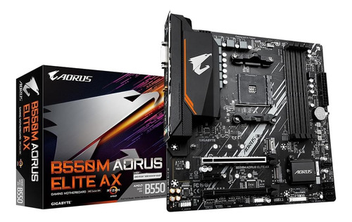 Placa base Gigabyte B550m Aorus Elite Ax Wifi y Bluetooth AM4, color negro