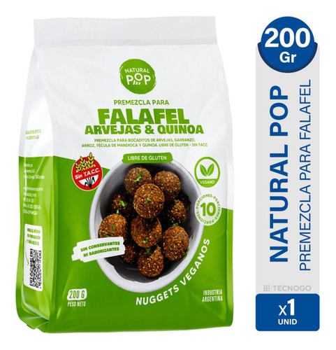 Mezcla Natural Pop Para Falafel Arvejas & Quinoa Sin Tacc