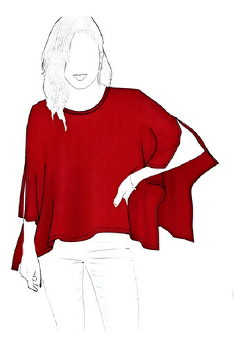 Moldes Remera Rectangulo Poncho Mujer