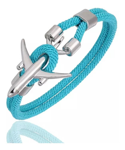 Manillas Pulseras Unisex Piloto Avión Plateado