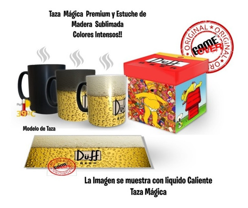 Taza Magica Simpson Duff, Con Estuche De Madera Game Over