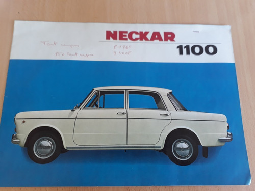 Folleto Propaganda Neckar 1100 Nsu Fiat Idioma Frances