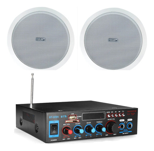 Kit De Sonido Ambiental Amplificador + 2 Parlantes De Techo 