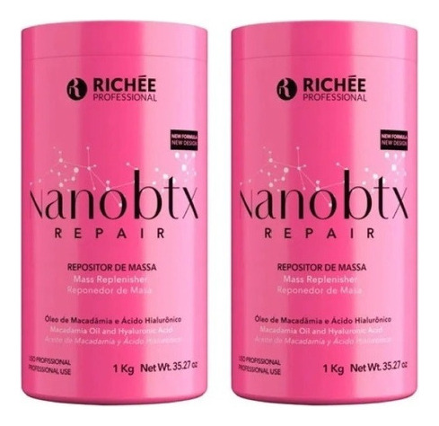 Repositor De Massa Capilar Richée Nano Btx Repair 1kg 2 Unid