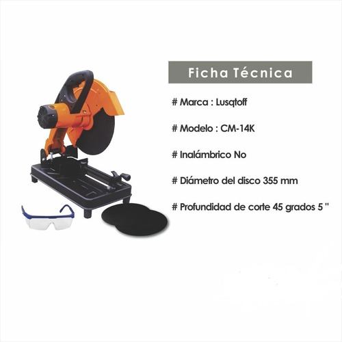 Sierra Sensitiva Lusqtoff Cm14 2000w Elect+ 3 Discos +lentes