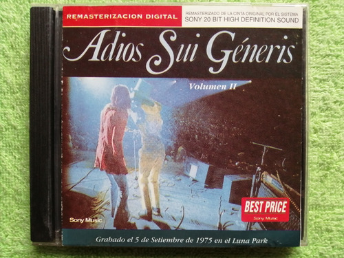 Eam Cd Adios Sui Generis Vol. 2 Concierto En Luna Park 1975 