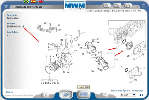 Válvula Termostáto C/anel Mwm Sprint 4 E 6 Cilindros