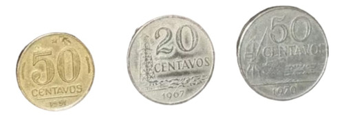 50 Centavos Brasil 1951 + 20 Y 50 Centavos 1967 Y 1970