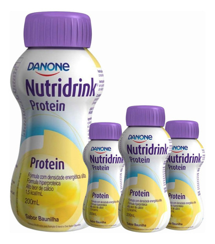 4 Unid Suplemento Nutridrink Protein Danone 200 Ml- Baunilha