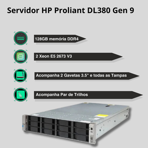 Servidor Hp Proliant Dl380 Gen9 Cpu Intel Xeon E5 2673 V3 12