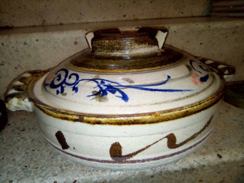 Olla O Cazuela Nabemono De Ceramica Antigua Pintada A Mano