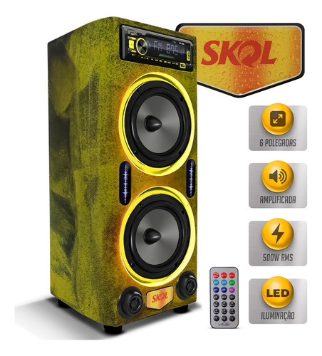 Caixa Som Bob Residencial Amplificada Shutt 500w Bt Usb Skol