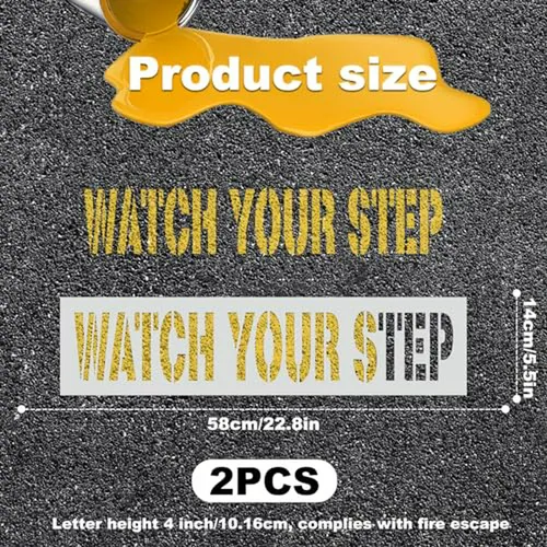 Stencil De Advertencia Watch Your Step Para Paredes Y Suel