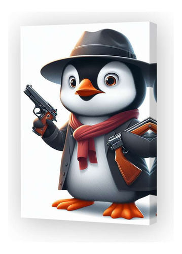 Cuadro 40x60cm Pinguno Mafioso Arma Pistola Metralla