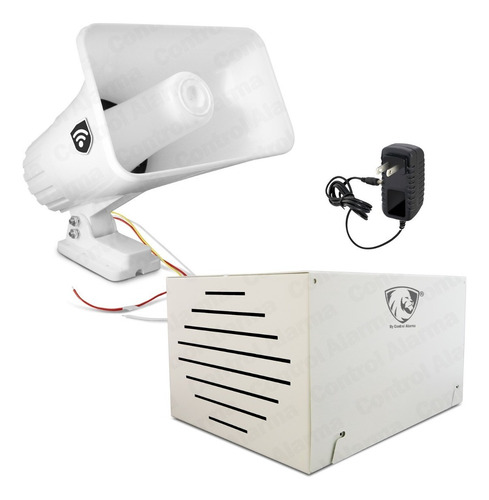 Imagen 1 de 7 de Kit Sirena 2 Tonos 30w Tipo Banco Exterior Caja Metalica Proteccion Gabinete Resguardo Alerta Seguridad Vecinal Casa