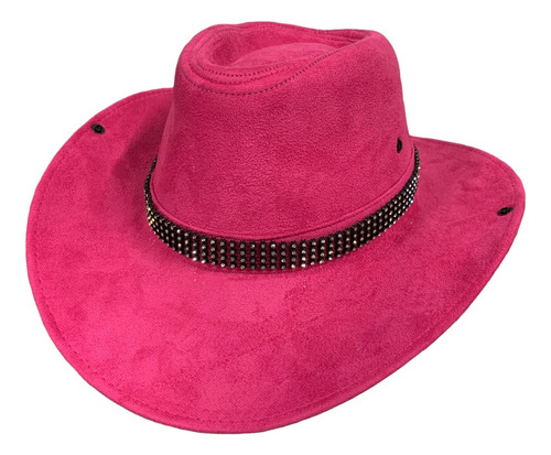 Chapéu Cowboy Camurça Faixa Strass Black Estilo Ana Castela