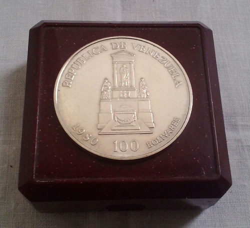 Imagen 2 de 5 de Moneda Plata Conmemorativa 1830 Bolivar 1980 Coleccion Bs100