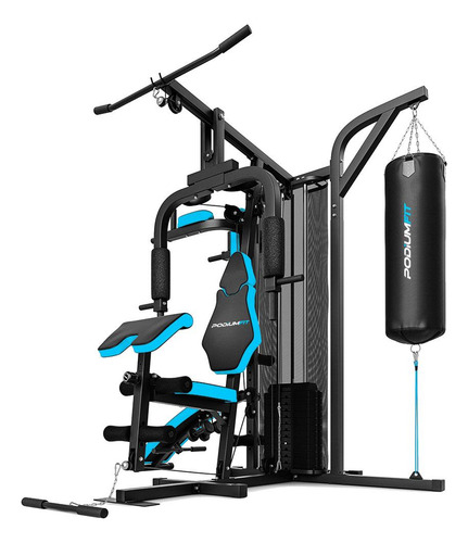Multi Estação Academia De Musculação Podiumfit Me700 - 100kg Estrutura Preto Estofamento Preto