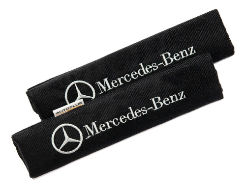 Protectores Cubre Cinturones Tela Negro Logo Mercedes Bordad