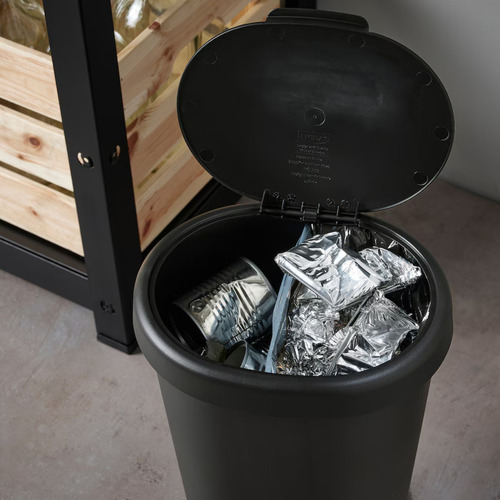Bote De Basura 8l Doble Compartimento Con Tapa Compacto Negro