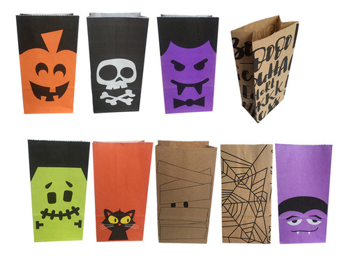 Bolsa De Regalo Portátil De Papel Kraft Para Halloween, 12 U