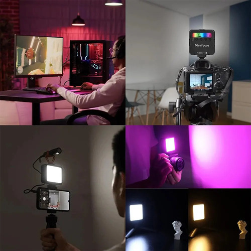 Luz Relleno Panel Led Rgb Para Camara + Soporte Zapata Fria