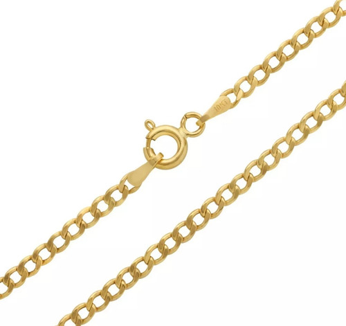Cadena Italiana De 10k, Estilo Cubana, Calibre 2mm, De 45cm Color Dorado
