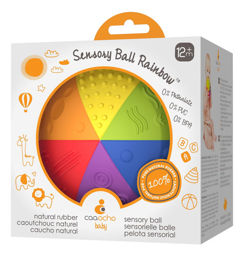 Caaocho Baby 4 Natural Rubber Sensory Ball Rainbow Bpa Phtha